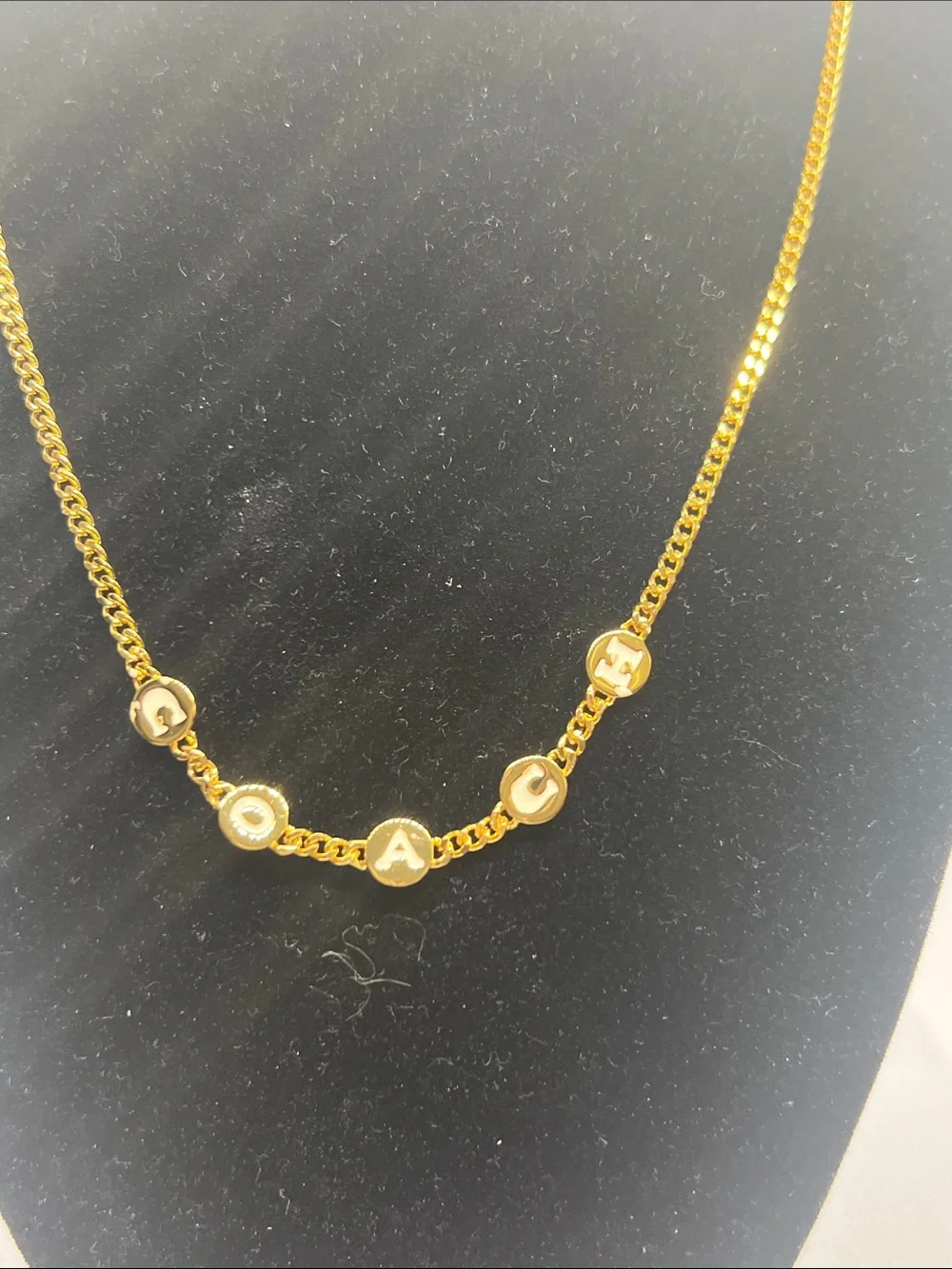 Coach Gold Letter Charm Necklace - Shiny Gold